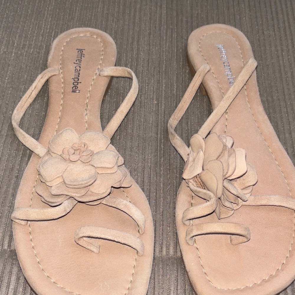 Jeffrey Campbell Beige Sandals with Floral Detail